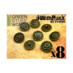 8x Steampunk Buttons BOLTS and GEARS - Bronze