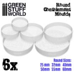 6x Translucent white Containment Moulds for Bases - Round