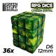 36x D6 12mm Dice - Green Swirl