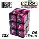 12x D6 16mm Dice - Purple Swirl