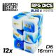 12x D6 16mm Dice - Blue White