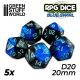 5x D20 20mm Dice - Blue Swirl