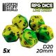 5x D20 20mm Dice - Lime Swirl